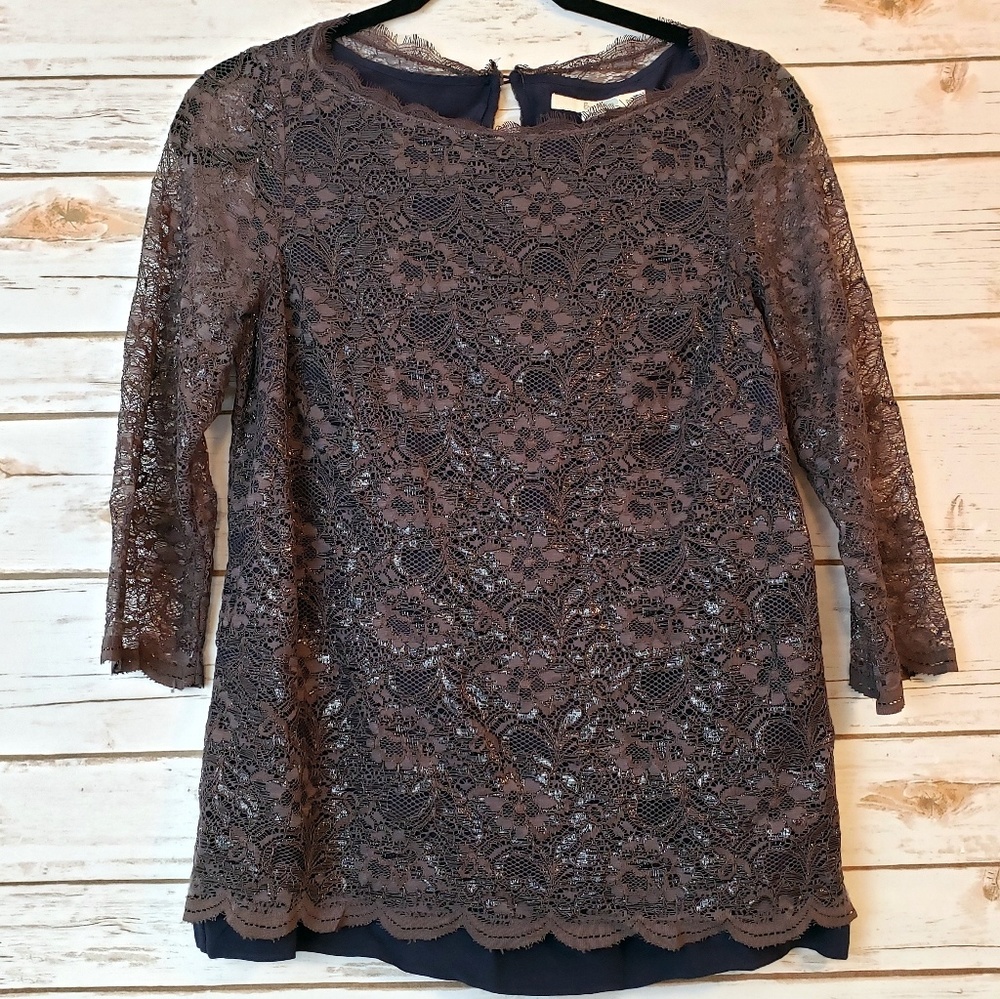 Boden 3/4 Sleeve Floral Lace Blouse Size 6